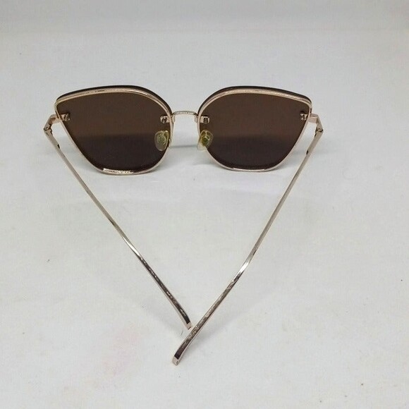 Boutique Floating Lens Cat Eye Sunglasses-Rimless-UV Protection-Gold-Brown Lens - Picture 4 of 6